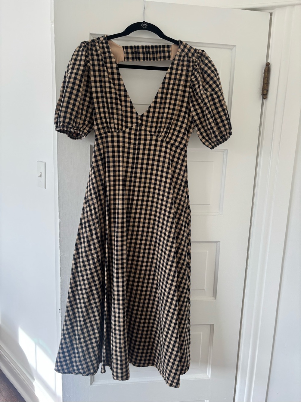 DISSH Black and Beige Gingham Midi Dress